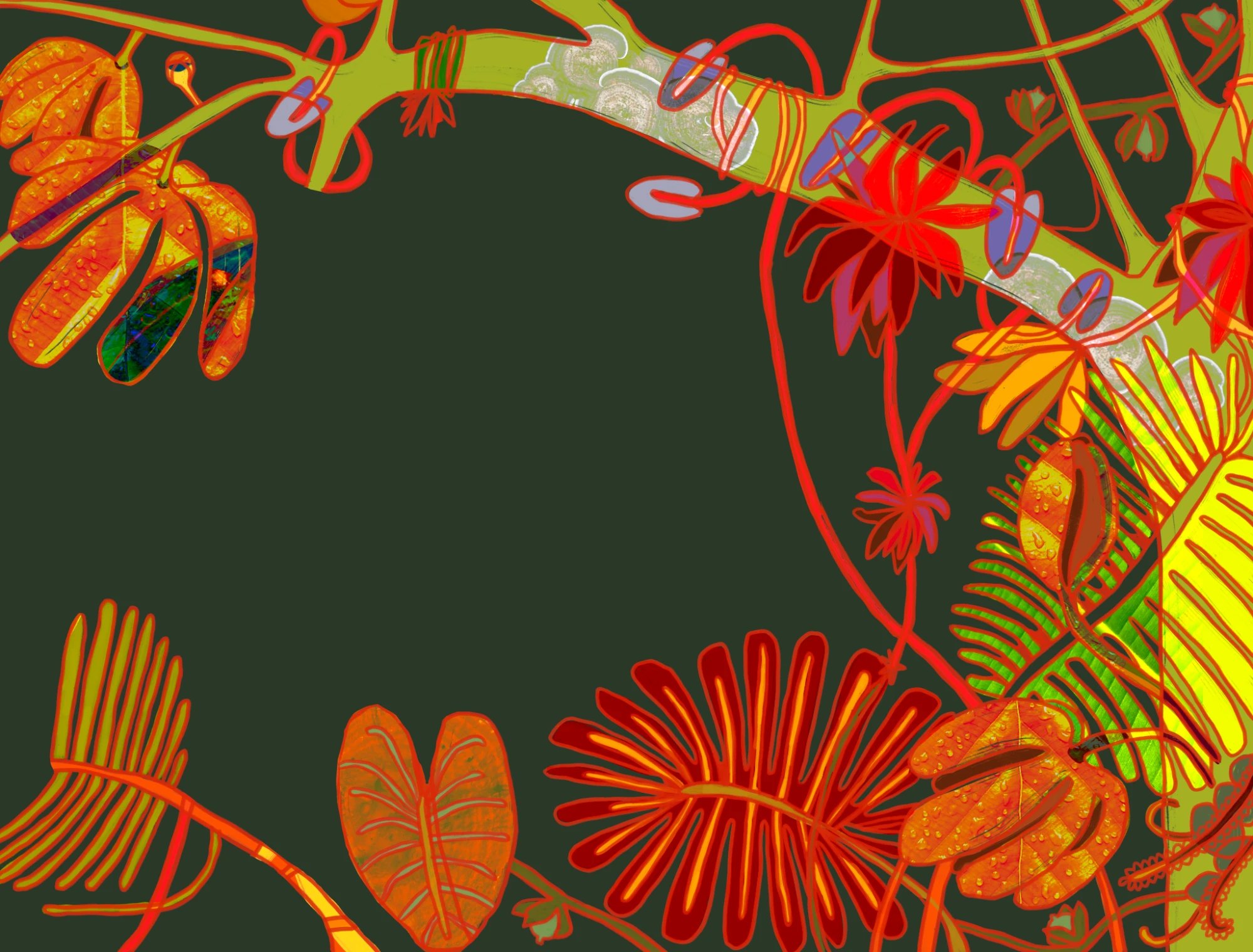 Ilustración de plantas de la selva amazónica