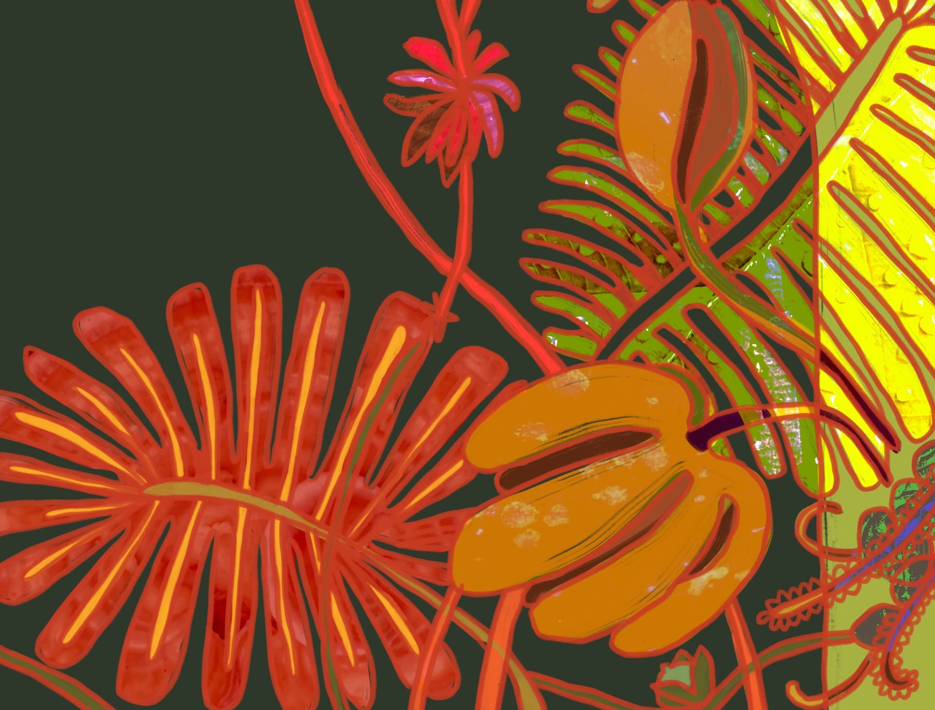 Ilustración de plantas de la selva amazónica